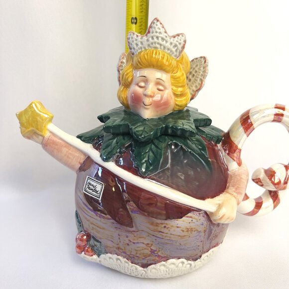 Department 56 Sugar Plum Fairy Vintage Christmas Teapot Hand-Painted Ceramic - Picture 8 of 9